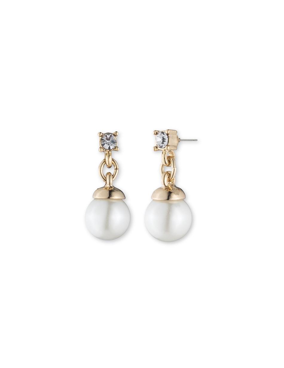 Earring Anne Klein Gold-Tone Blanc Faux Pearl With Crystal Accent   | EOF-2991827